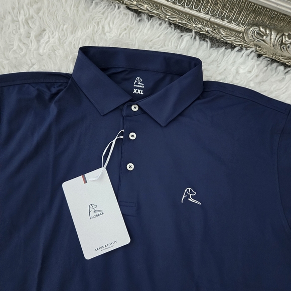 RHOBACK Solid - USA Men's Short Sleeve Performance Polo. Color Fleet Navy with f - Picture 2 of 8